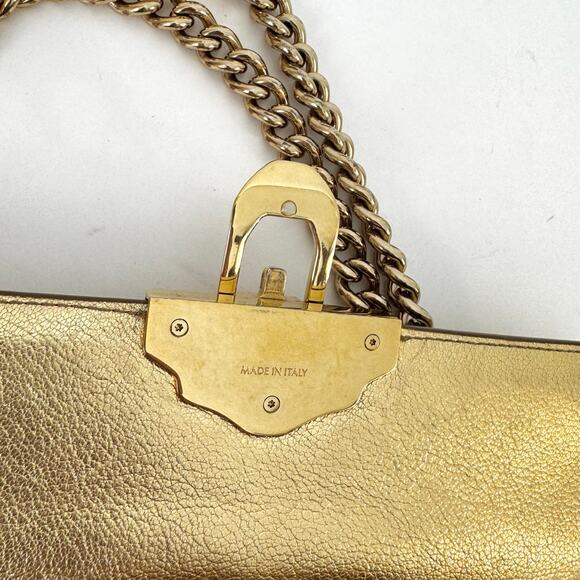 Dolce and Gabbana Lucia Metallic Gold Calfskin Embellished Shoulder Bag - Picture 16 of 16